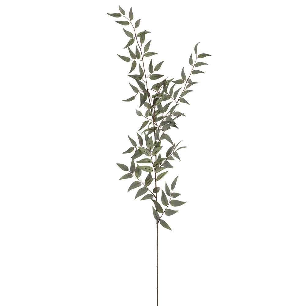 49" Silk Italian Ruscus Leaf Stem Green Tree Branch Stems — Silks