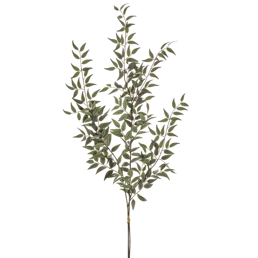 49 Silk Italian Ruscus Leaf Stem Bundle -Green/Gray (pack of 6)