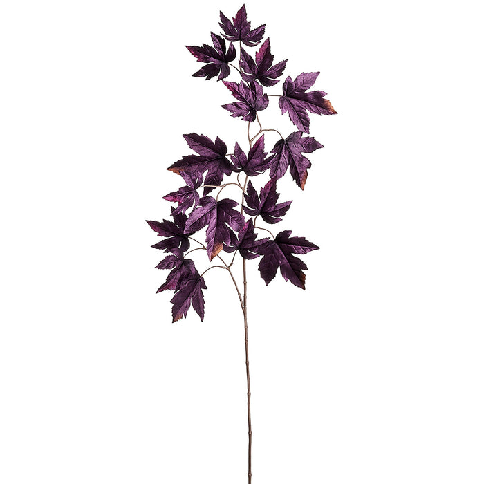 46" Artificial Velvet Maple Leaf Stem -Purple (Pack of 12) - PSS034-PU