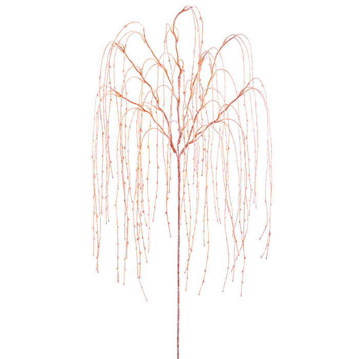69" Hanging Glittered Artificial Halloween Willow Leaf Stem -Orange (pack of 12) - PSW176-OR