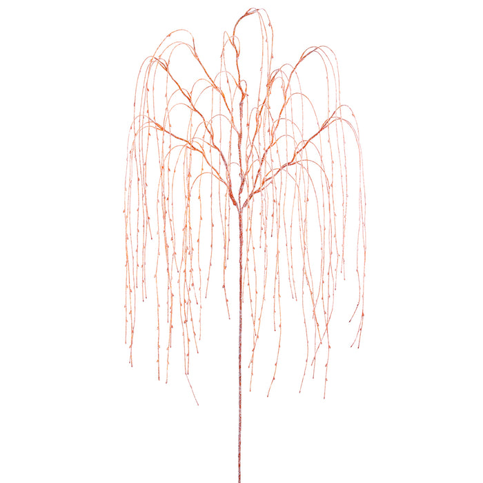69" Hanging Glittered Artificial Halloween Willow Leaf Stem -Orange (Pack of 12) - PSW176-OR