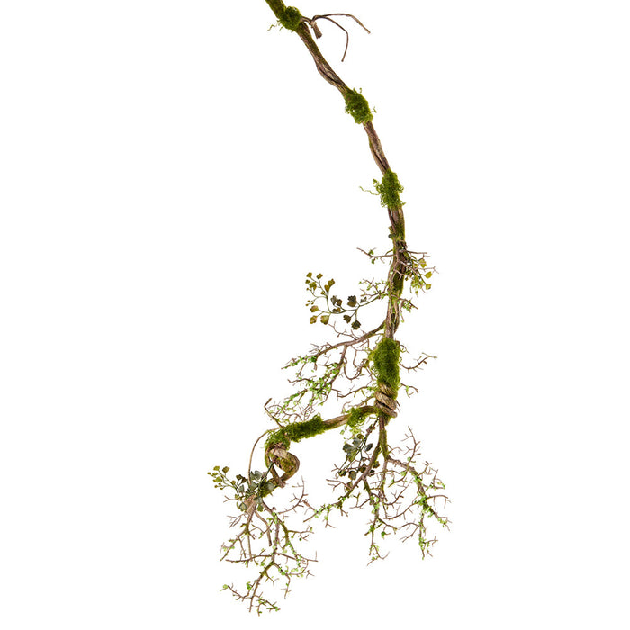 35" Moss Twig With Mini Fern Leaf Artificial Stem -Green (pack of 12) - PVM351-GR