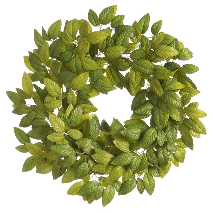 24" Silk White Ash Leaf Hanging Wreath -2 Tone Green (pack of 2) - PWA266-GR/TT