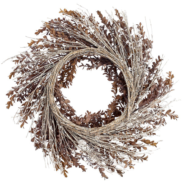 24" Artificial Boxwood & Berry Wreath -Dusty Camel (Pack of 4) - PWB001-CA/DU