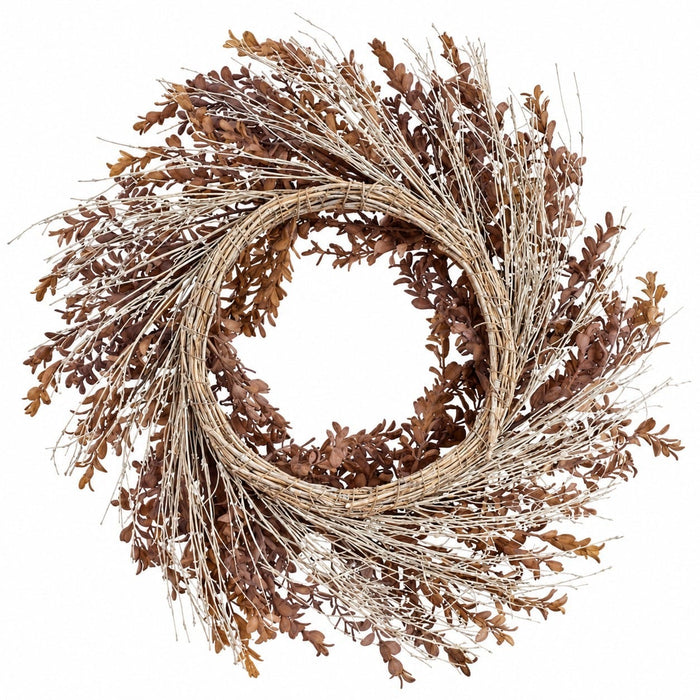 24" Artificial Boxwood & Berry Wreath -Dusty Camel (Pack of 4) - PWB001-CA/DU