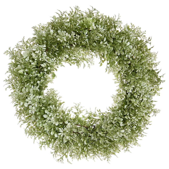 22" Artificial Boxwood Hanging Wreath -Green/Cream (pack of 2) - PWB134-GR/CR