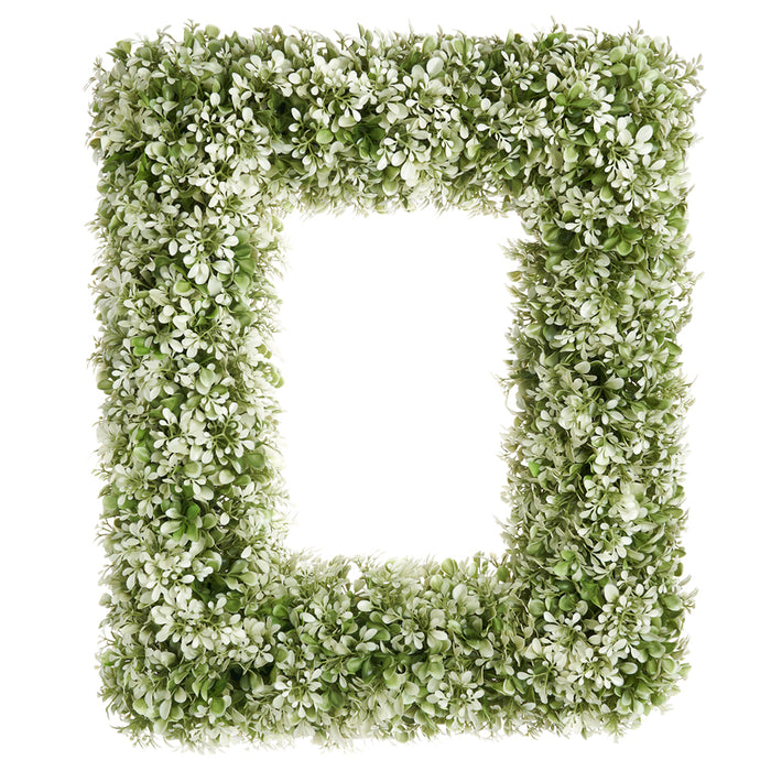 21"Hx18"W Artificial Boxwood Rectangle-Shaped Wreath -Green/Cream (Pack of 2) - PWB136-GR/CR