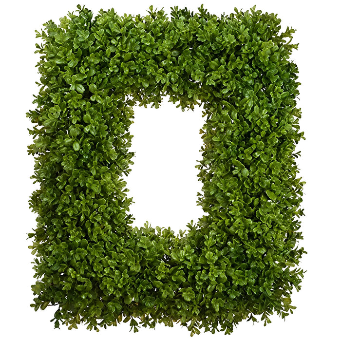 22"Hx18"W Artificial Boxwood Rectangle-Shaped Wreath -Green - PWB223-GR
