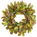 30" Croton Leaf Silk Wreath -Green/Red (Pack of 2) - PWC704-GR/RE