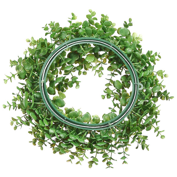 16" Silk Eucalyptus Leaf Hanging Wreath -Green (pack of 2) - PWE022-GR