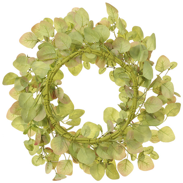 18" Silk Eucalyptus Leaf Hanging Wreath -Green/Mauve (pack of 2) - PWE188-GR/MV