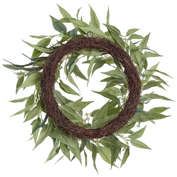 24" Seeded Eucalyptus Leaf Artificial Wreath -Green/Gray (Pack of 2) - PWE448-GR/GY