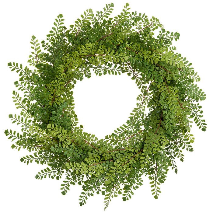 24" Real Touch Artificial Maidenhair Fern Hanging Wreath -Green - PWF017-GR