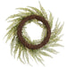 24" PE Soft-Touch Woodland Fern Leaf Artificial Wreath -Green/Gray - PWF049-GR/GY