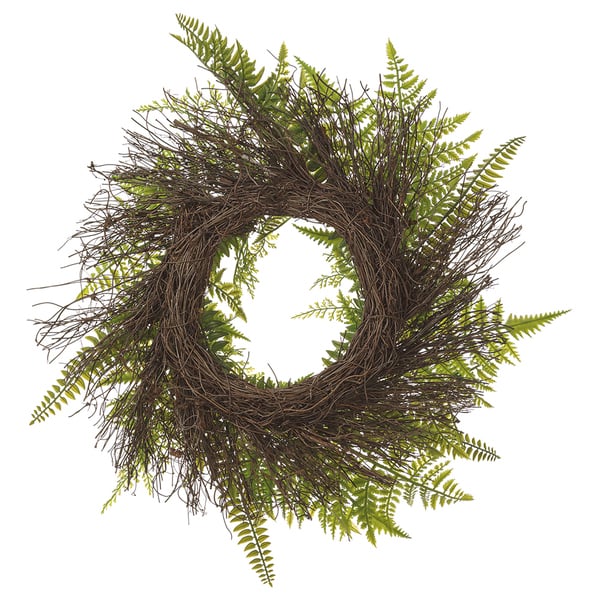 18" Artificial Fern Leaf Hanging Wreath -Green (pack of 2) - PWF104-GR