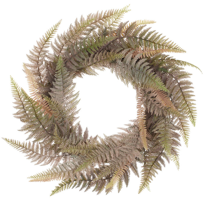 21" Fern Leaf Artificial Wreath -Green/Mauve - PWF260-GR/MV