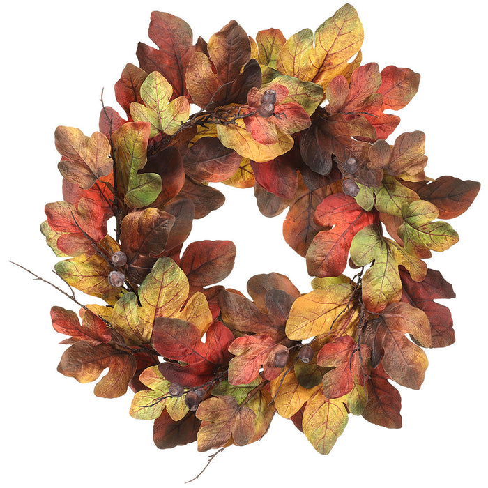 28" Silk Fig Leaf Wreath -Mustard (Pack of 2) - PWF277-BU/MD