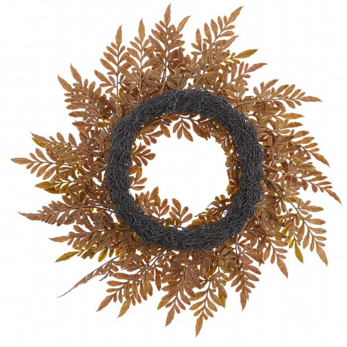15" Artificial Fern Leaf Wreath -Brown/Green (Pack of 3) - PWF300-BR/GR