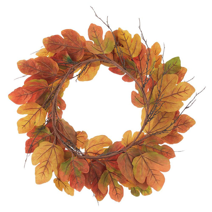 28" Fig Leaf Artificial Wreath -Orange/Burgundy (Pack of 2) - PWF323-OR/BU
