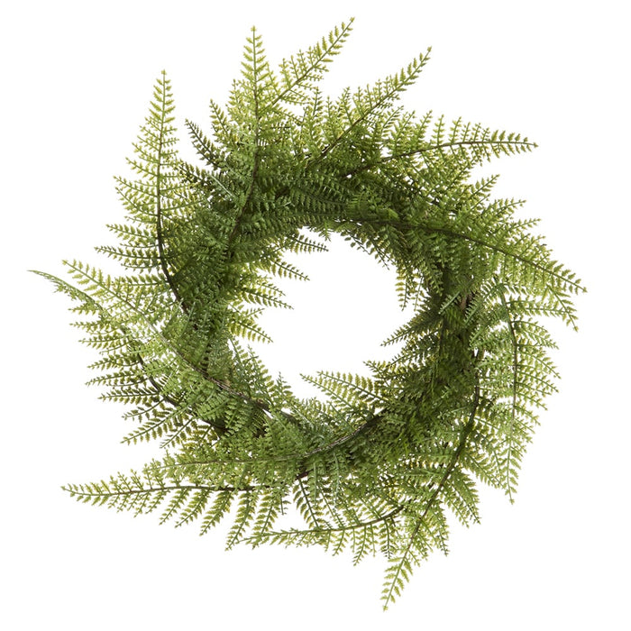 11" Artificial Leather Fern Leaf Hanging Wreath -Green - PWF344-GR