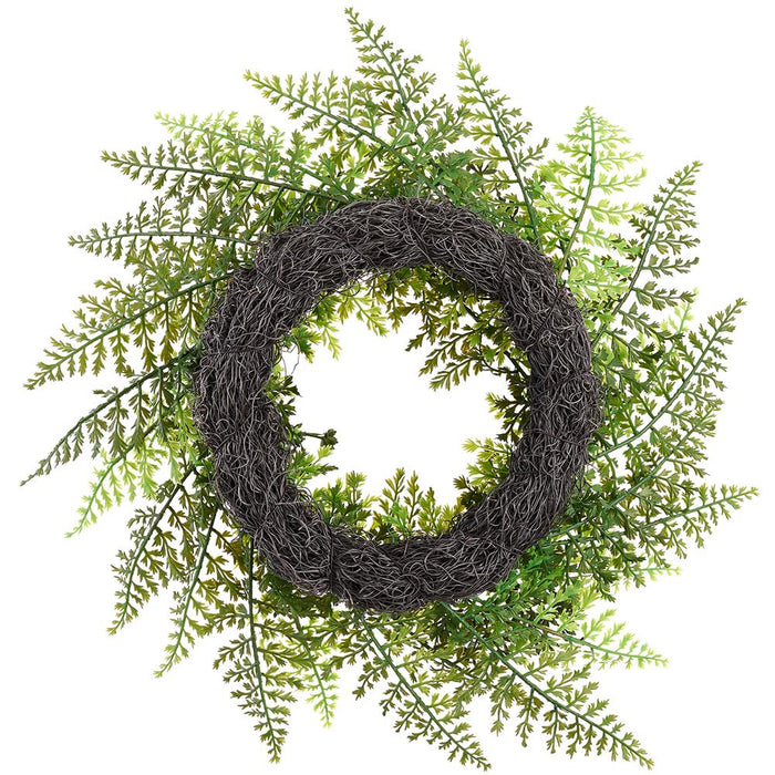 15" Outdoor UV-Resistant Artificial Mixed Fern & Skimmia Wreath -Green (Pack of 4) - PWF438-GR