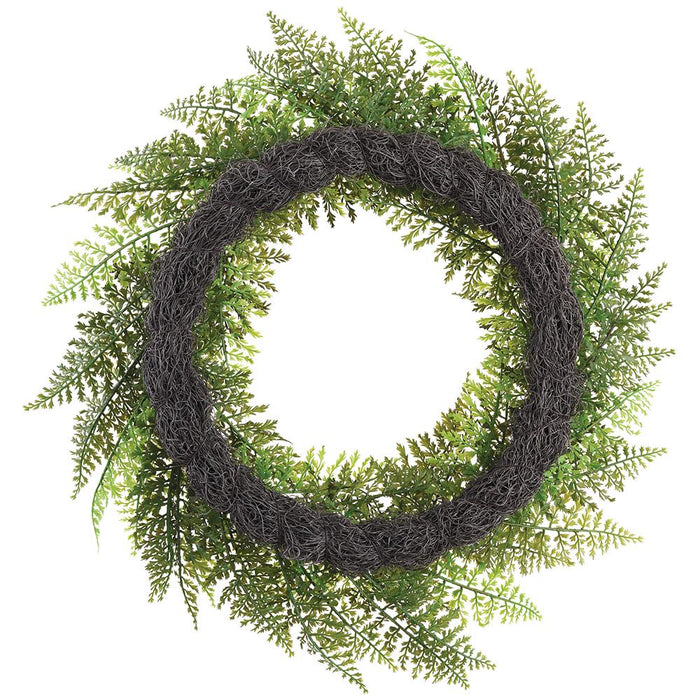 24" Outdoor UV-Resistant Artificial Mixed Fern & Skimmia Wreath -Green (Pack of 4) - PWF439-GR
