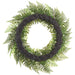 24" Outdoor UV-Resistant Artificial Mixed Fern & Skimmia Wreath -Green (Pack of 4) - PWF439-GR