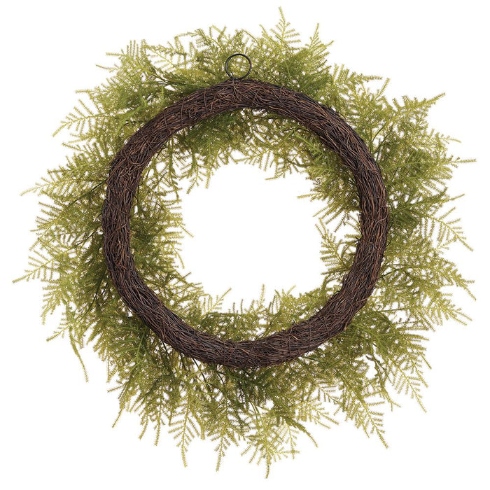 28" Asparagus Fern Leaf Artificial Wreath -Green (Pack of 2) - PWF707-GR