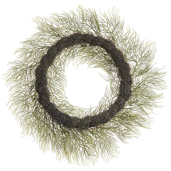 24" Tassel Grass Leaf Artificial Wreath -Green (Pack of 2) - PWG263-GR