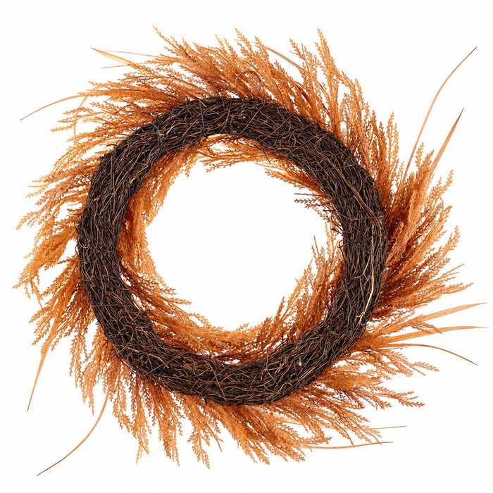 28" Silk Pampas Grass Leaf Wreath -2 Tone Brown (Pack of 2) - PWG280-BR/TT