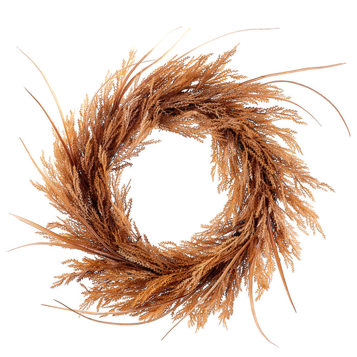 28" Silk Pampas Grass Leaf Wreath -2 Tone Brown - ZWG280-BR/TT