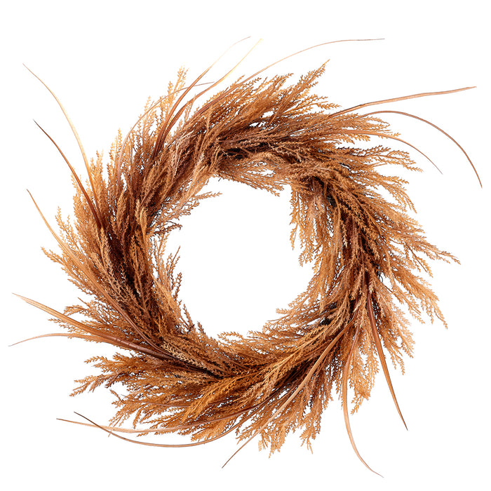 28" Silk Pampas Grass Leaf Wreath -2 Tone Brown (Pack of 2) - PWG280-BR/TT