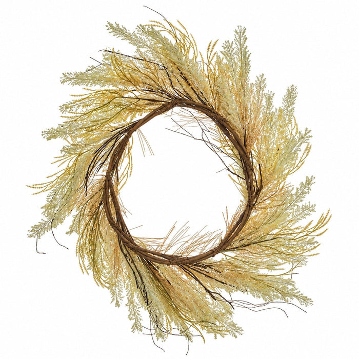 26" Artificial Rattail Grass Wreath -Beige/Cream (Pack of 2) - PWG680-BE/CR