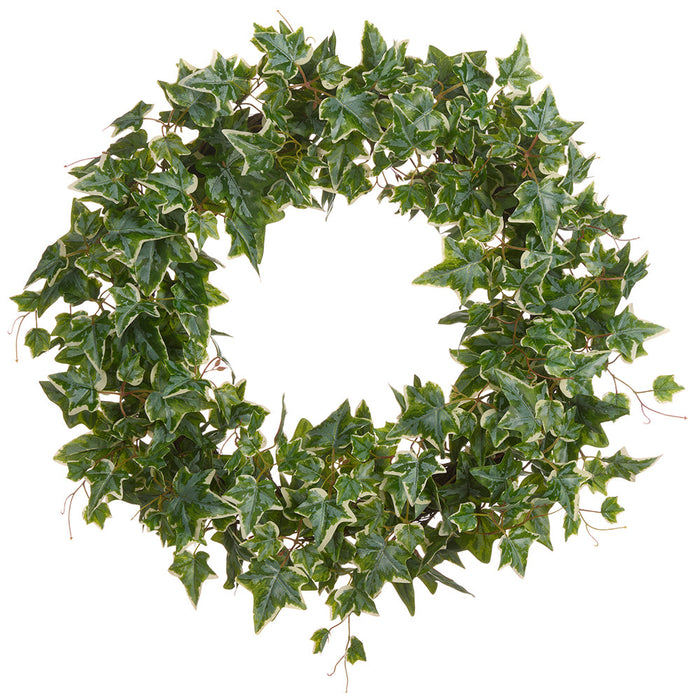 28" Ivy Leaf Silk Wreath -Green/Cream (Pack of 2) - PWI318-GR/CR