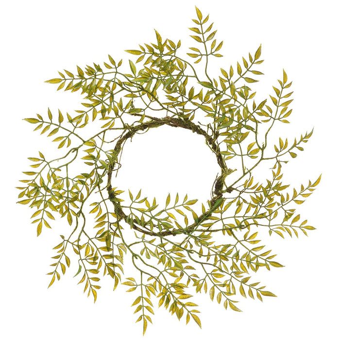 23" Silk Mini Leaf Hanging Wreath -Green (pack of 12) - PWL030-GR