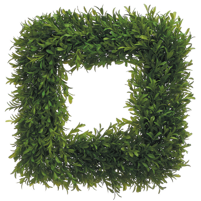 14" Artificial Tea Leaf Square-Shaped Hanging Wreath -Green (pack of 2) - PWL724-GR
