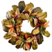 24" Magnolia, Eucalyptus Leaf & Rosehip Silk Hanging Wreath -Green/Orange (pack of 2) - PWL946-GR/OR