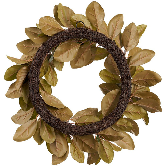 28" Silk Magnolia Leaf Wreath -Green (Pack of 2) - PWM002-GR