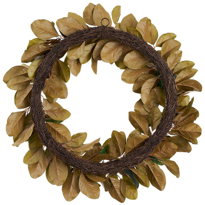 35" Silk Magnolia Leaf Wreath -Green - PWM004-GR