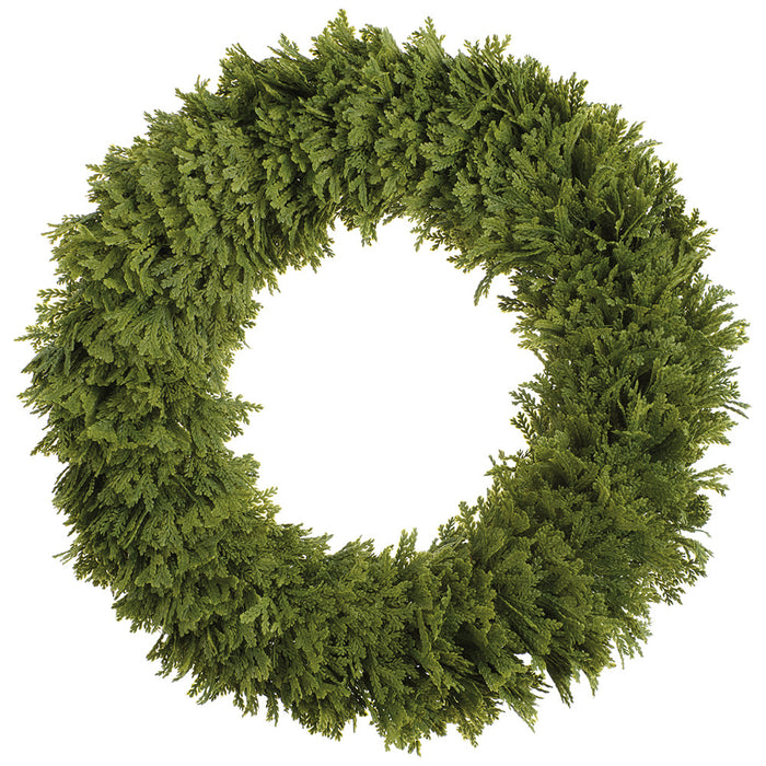 18" PE Soft-Touch Spike Moss Artificial Wreath -Green - PWM085-GR
