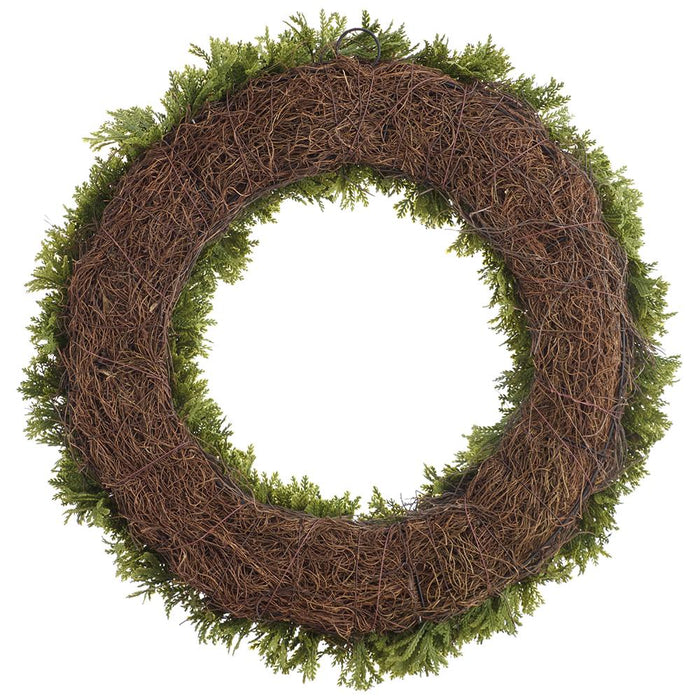 24" PE Soft-Touch Spike Moss Artificial Wreath -Green - PWM086-GR