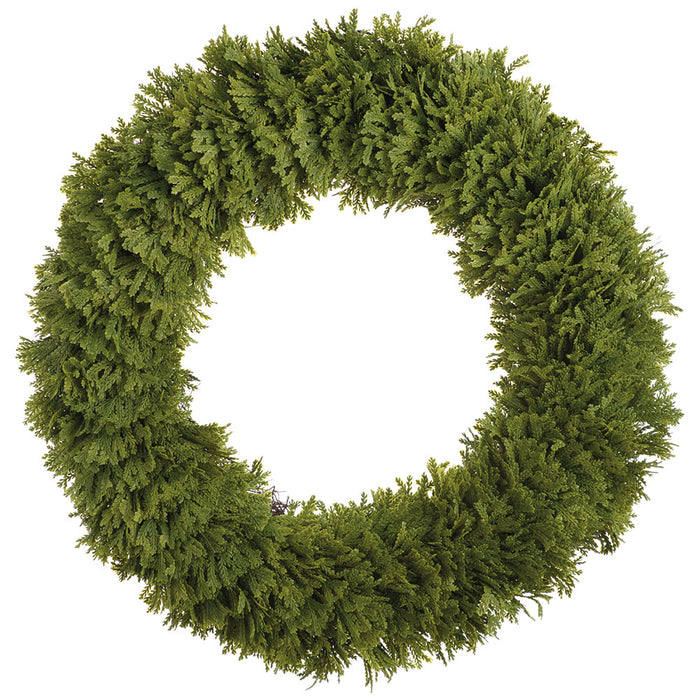 24" PE Soft-Touch Spike Moss Artificial Wreath -Green - PWM086-GR