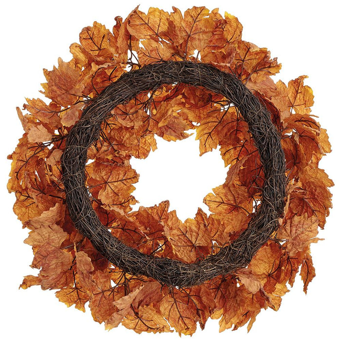 21.5" Maple Leaf Artificial Wreath -Brown (Pack of 6) - PWM091-BR