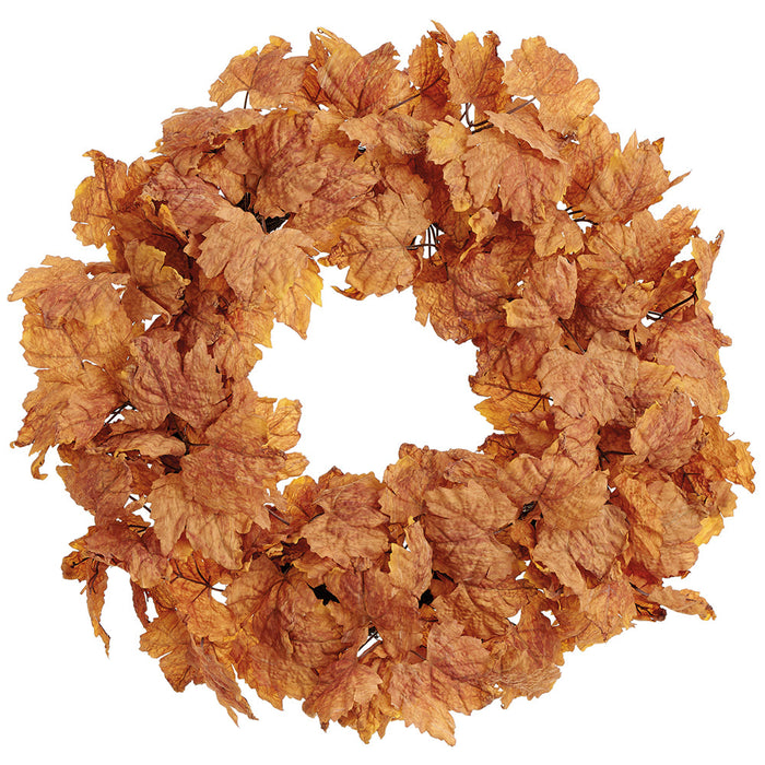 21.5" Maple Leaf Artificial Wreath -Brown (Pack of 6) - PWM091-BR