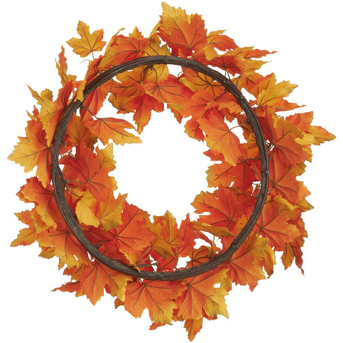 22" Maple Leaf Silk Hanging Wreath -Orange (pack of 2) - PWM123-OR