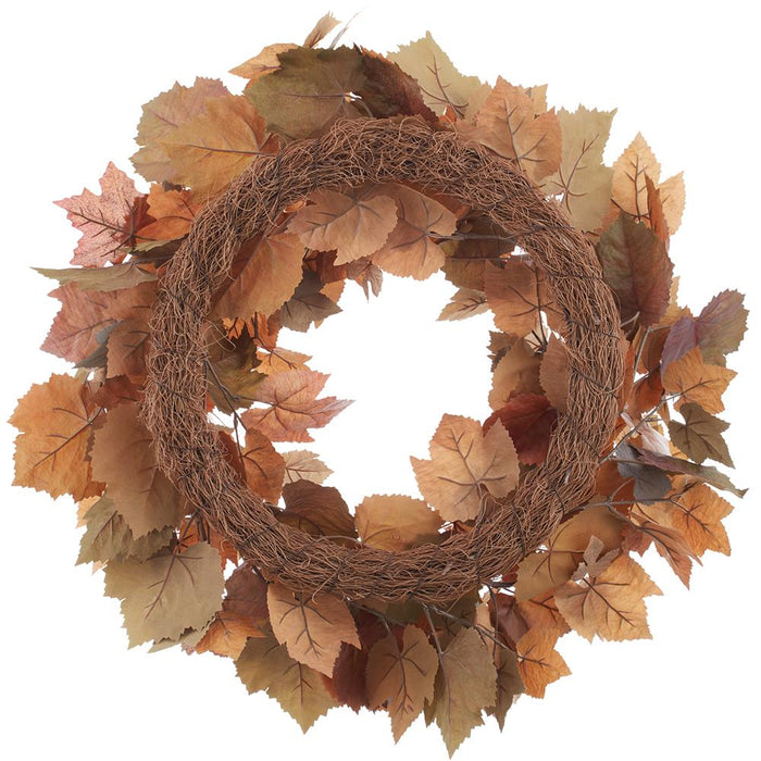 28" Maple Leaf Silk Wreath -Brown/Beige - PWM156-BR/BE