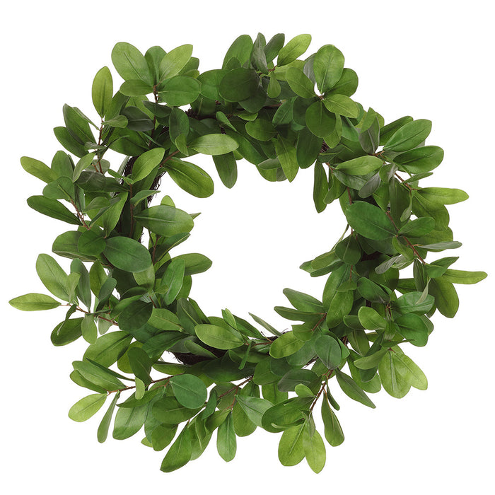 22" Mangrove Leaf Silk Hanging Wreath -Green (pack of 2) - PWM233-GR