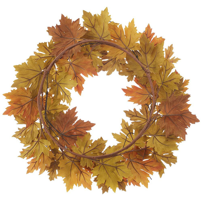 24" Maple Leaf Silk Wreath -Rust/Green (Pack of 2) - PWM334-RU/GR