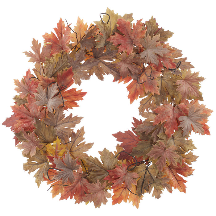 24" Maple Leaf Silk Wreath -Rust/Green (Pack of 2) - PWM334-RU/GR