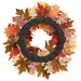 22" Mixed Maple & Oak Leaf Silk Wreath -Brown/Green (Pack of 4) - PWM901-BR/GR
